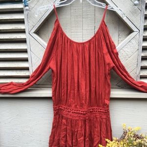 Orange open shoulder top